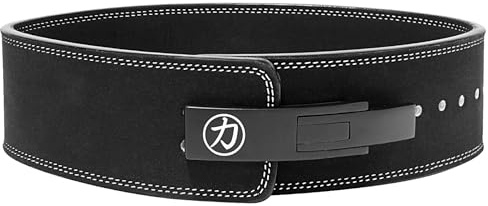Strength Shop 10mm IPF Lever Belt Gewichthebergürtel + Hebelschnalle aus Stahl, Gr. M (Schwarz/Weiß), Robuster & langlebiger Lifting Belt schützt u. stabilisiert Rumpf & Wirbelsäule im Training