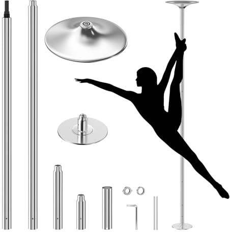 Wiltec Pole Dance Profi Tanzstange Ø 45 mm, höhenverstellbar von 2,31-2,74 m, aus Stahl, Montage ohne Bohren, Fitnessstange, Tabeldance Stange