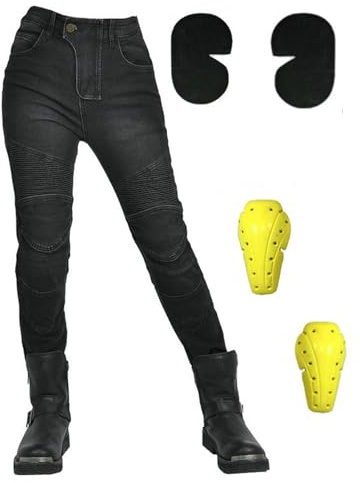 HOMDECR Herren/Damen Slim Fit Motorrad Jeans Mit Protektoren Knie Und Hüftprotektoren Stretch Slim Fit Denim Motorradhose Cargo Motorradjeans Schutzhose Biker Pants (Schwarz,M)