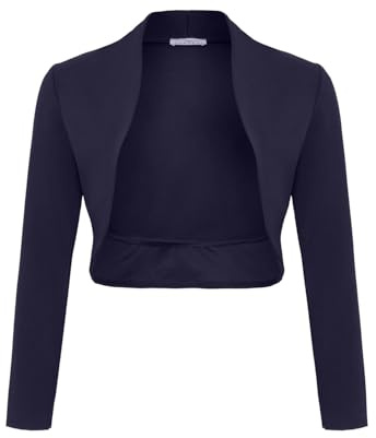 DANAEST Damen Langarm Bolero Festlich Strickjacke Schulterjacke Kurz Top (700) (DE/NL/SE/PL, Alphanumerisch, XS, Regular, Kurz, Blau)