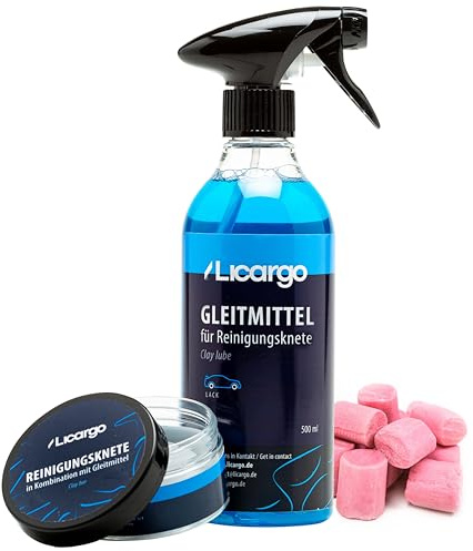 LICARGO® Reinigungsknete Set - Tiefenglanz für Deinen Lack - 100g Lackknete, 500ml Gleitmittel - Reinigungsknete Auto für porentiefe Reinheit - Clay Bar Auto, Auto Knete, Lack Knete