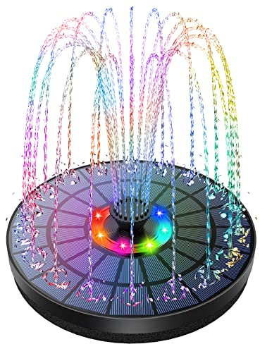 AISITIN LED Solar Springbrunnen 5,5W Buntes Solarbrunnen für außen Upgrade, Solar Teichpumpe mit 7 Effekte Solar Wasserpumpe Solar Schwimmender Fontäne für Garten, Fischteich,DIY Wasserspiel Vogel-Bad