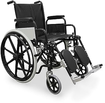 Rollstuhl klappbar leichtgewicht – Selbstfahrender Rollstuhl mit Fußstützen bis 90° verstellbar, stabiler Stahlrahmen, leicht faltbar, Handbremsen, 15 kg – WELLCORE