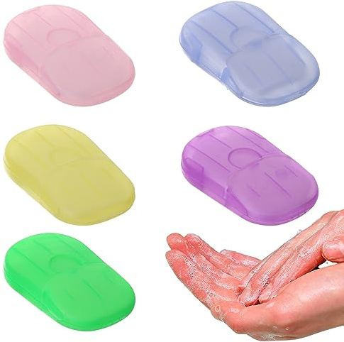 SULIUDAJI Seife Papier Seifenblätter,5x Boxen Papier Seife Seifenblätter Reisen Seifenblättchen Einweg Seife für unterwegs,Seifenpapier-Nachfüllbeutel,Reisen Seifenblätter für Outdoor
