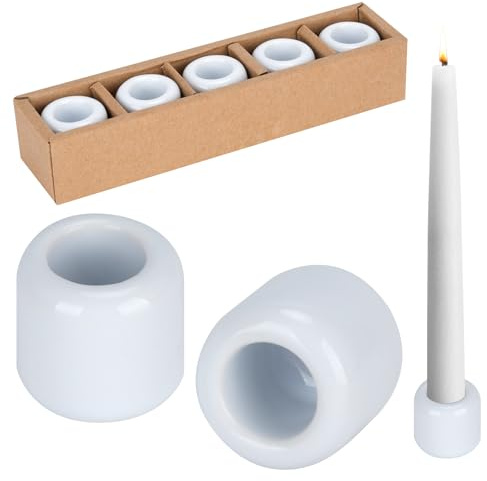 5 Stück Keramik Kerzenhalter Set, Keramik Kerzenständer Stabkerzen Weiß, Kerzenhalter Stabkerzenhalter, 2cm Loch Kerze Halter für Wohn Hochzeit Geburtstag Tischdeko Rituals Kerzen Kommunionkerze