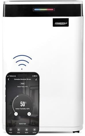 Comedes Demecto 30 eco WiFi – Luftentfeuchter Bautrockner (max. 25 Liter / 24h) Geeignet für alle Räume und Keller bis zu 100m² / 230m³, App-fähig
