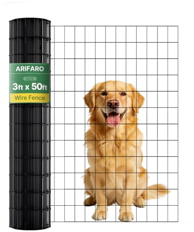ARIFARO 0,9m x 15,2m Maschendraht Metallzaun - Gittergröße 5cm x 7,5cm - 2 mm Drahtdurchmesser mit PVC, Metallgitterrolle mit Feuerverzinkt Beschichtung für Gärten, Höfe, Hunde, Hühner, Rehe