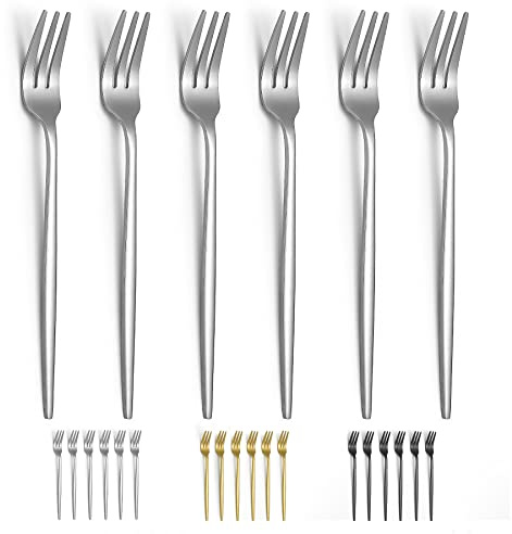 Evanda Dessertgabeln 6er Pack 16,5cm, Edelstahl Kuchengabel, Familie Vorspeisengabel für Obst, Kuchen, Käse, Partytrips, Cafés, Restaurants, leicht zu reinigen, spülmaschinenfest