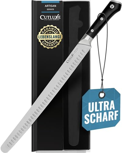 Cutluxe Aufschnittmesser – 36cm Schinkenmesser - Lachsmesser, Dönermesser - Brisket Messer - Scharfes Messer aus deutschem Stahl - Volltang & Ergonomisches Griffdesign - Artisan Serie