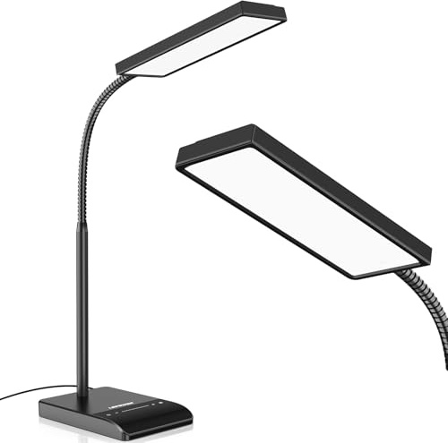 LEPOWER Schreibtischlampe LED 800 LM Dimmbar 12 W Tageslichtlampe Leselampe | Tischlampe mit Augenschutz, 50 Beleuchtungsmodi, Touch-Steuerung, Tischlampe mit kabel, Schwanenhals Leselampe für Büro Lesen