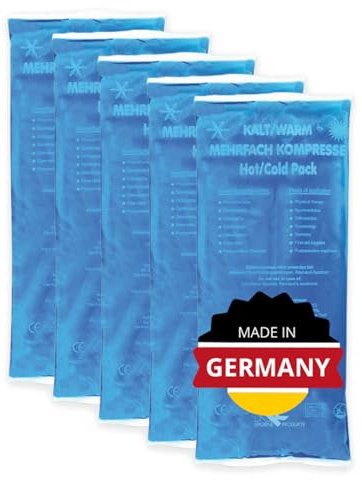 KK Kalt-Warm Kompresse 12 × 29 cm – 5er-Pack Wiederverwendbare Therapie-Kompressen für Kälte- & Wärmeanwendungen bei Prellungen, Verstauchungen, Gelenk- & Zahnschmerzen, Rücken, Schulter