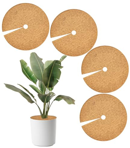 Bamworld Kokos Mulchringe 4er Set 30cm Natur Kokosfaser Zuschneidbarer Schutz vor Katzen, Hunden & Unkraut Für Innen & Außen Feuchtigkeitsspeichernd & Frostschutz