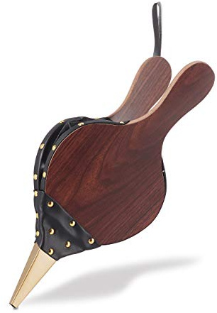 Relaxdays Blasebalg, Goldfarbene Ziernägel, Aufhängeschlaufe, Kunststoffbalg, Kamin & Grill, MDF, Eisen, Schwarz/Braun, 40 x 18 x 3 cm ; 399 g