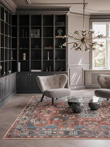 RugVista Galaxy Oriental Teppich, 200 x 300 cm, Rost/Blau | Orientalische, Rechteckig, Mittlerer Stapel, Maschinenwäsche, Oeko-Tex 100, Wohnzimmer, Schlafzimmer, Küche