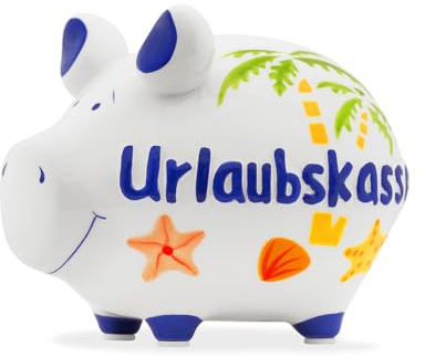 Sparschwein Company - Spardose Urlaubskasse 12,5 x 9 x 9 cm | Keramik Sparschwein, Geldgeschenk für den Urlaub, 10028815
