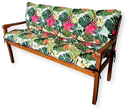 4L Textil Gartenbankauflage Hollywoodschaukel Auflage Bankauflage Outdoor Sitzkissen Bank Gartenbank Auflage Bankkissen Sitzauflage Bank Sitzpolster Bank (150x50x50 cm, Blumen Grün)