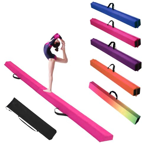 Alondy Gymnastik Faltender Schwebebalken, Balance Balken, Balance Fitness Ausrüstung für Kinder, Training Turnen Übung (275 cm, Rose)