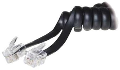 PADCR RJ10 Telefonhörerkabel – 2m Spiralkabel – Telefonkabel Verlängerung 4P4C Stecker für Telefonhörer – kompatibel mit FritzBox, Cisco, NEC, Büro- & Festnetztelefone – Schwarz