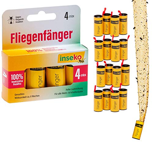 inseko 16x Fliegenfalle – Premium Fliegenfänger & Fruchtfliegenfalle für Küche & Haushalt – umweltfreundlich & giftfrei – Fliegenabwehr