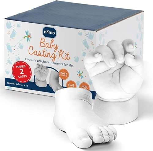Niimo® 3D Gipsabdruck Baby Hand und Fuß – Geschenk zur Geburt, Taufe & Babyparty – Detailgetreues & ungiftiges Handabdruck & Fußabdruck Set, Neugeborenen Geschenk (0-9 Monate)