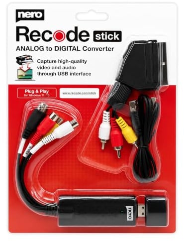 Nero Video Grabber Mit Scart Adapter | VHS Digitalisieren | Analog Audio Und Video Konverter | S-VHS | Hi8 | Super 8 | Windows 11/10 | MacOS