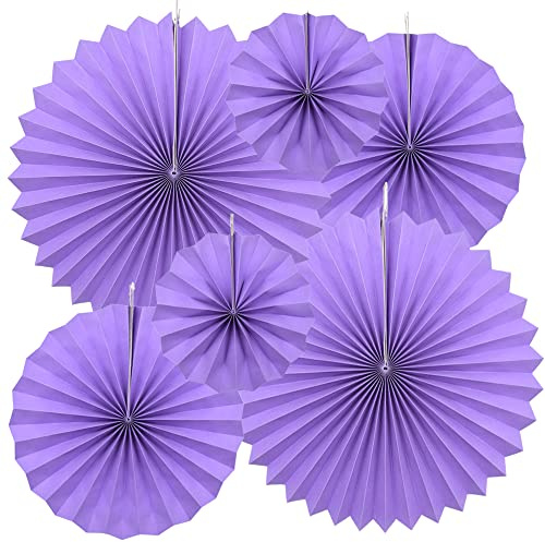 Yosawo 6 Stück Hängende Papierfächer Papier Fächer Party Dekoration（Lila） | Violett Party Dekoration, Papier Pompoms Aufhängen Fächer Girlande für Fiesta Hochzeit Geburtstag Festival