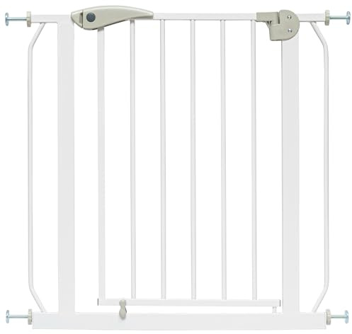 IB STYLE Türschutzgitter Berrin 58-66 cm - Treppenschutzgitter für Kinder, Babys, Hundegitter, schmal,Ohne Bohren, Weiß Grau