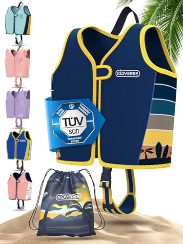 KIDVERSE Schwimmweste Kinder 3-6 Jahre - TÜV geprüfte Schwimmhilfe mit Bauchumfang bis 66cm - Schwimmhilfe Kinder 3-6 Jahre - Kinderschwimmweste zum Schwimmen Lernen - Komfort Schwimmweste Kind