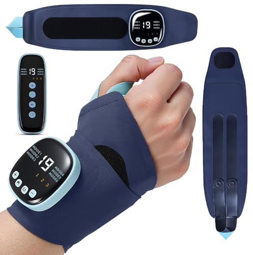 SKJJM EMS Handgelenk Massagegerät, Kabelloses Handmassagegerät mit Wärme, Handgelenk-Massagegerät mit 3 Wärmestufen, 9 Massagemodi und 19 Stärke, Bandagen Linke/Rechte für Lindert Ermüdung
