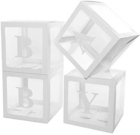 4 Stück Party Deko Box - Ballonbox 30 x 30 x 30cm - Papiermaterial - Mit den Buchstaben - Für Hintergrunddekoration bei Geburtstagsfeiern und verschiedenen Partys