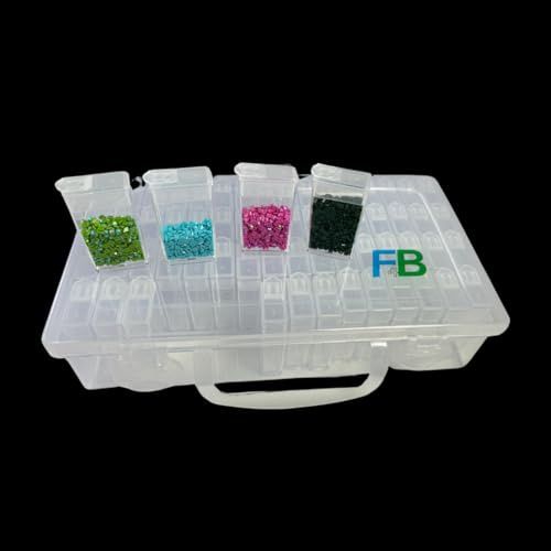 F4B Diamond Painting Aufbewahrungsbox | 64 Fächer | Sortierbox | Aufbewahrungsbox | Diamond Painting Zubehör | Inklusive Sticker