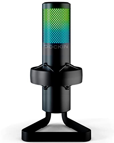 DOCKIN® MP3000 Kondensator Mikrophon für PC, Gaming, Podcast & Streaming - USB Standmikrofon für Aufnahmen - Mikrofon mit schwerem Ständer [Volle Ausstattung & Beste Klangqualität] - Microphone PC