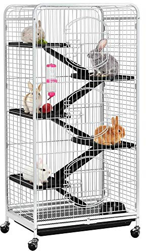Yaheetech Nagerkäfig Nagervoliere Metall Hamsterkäfig Kleintierkäfig Käfig mit 3 Fronttür Weiß