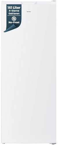 homeX Gefrierschrank NoFrost, Tiefkühlschrank groß - 161L Nutzinhalt, 4-Sterne Gefrieren, Freezer No Frost, Gefrierschränke freistehend, Super-Frost-Funktion, leise 39 dB, weiß, FSN1611E-W