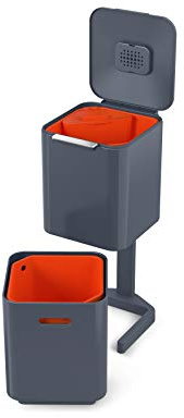 Joseph Joseph IntelligentWaste Totem Compact 40 Mülltrennsystem - Abfallbehälter mit separater Recycling-Einheit, 40 Liter - graphit