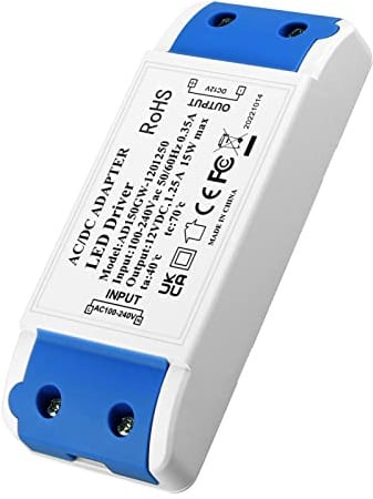 LED-Transformator 12v 15w,Treiber-Netzteil,Konstantspannungs Niederspannungstransformator für Mr11 G4 Mr16 Gu5.3 LED-Glühbirnen-Streifen