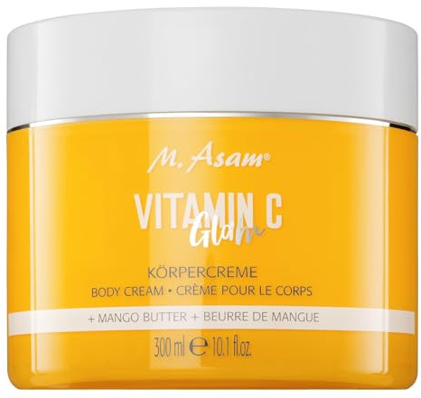 M. Asam Vitamin C Glam Körpercreme (300ml) | Feuchtigkeitsspendende & Glättende Bodylotion Mit Mangobutter & Maracujaöl, Schützt Vor Austrocknung