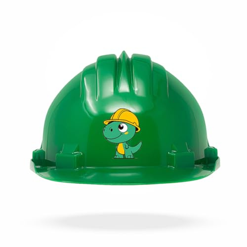 TAMS Kinderhelm Bauhelm Schutzhelm mit Drehverschluss | Spiel & Spaß (Dinosaurier, Grün)