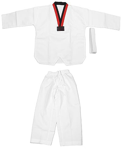 Segrehy Taekwondo Dobok Anzug Kinder 136-146 cm, Robuste und Atmungsaktive Trainingsuniform mit Gürtel, Ideal für Taekwondo Training und Wettkämpfe, für Anfänger und Fortgeschrittene