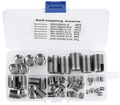 50pcs Gewindeeinsätze 302 Edelstahl Innengewinde Selbstschneidende Gewindeeinsatz Set Gewinde Verstärken Reparierwerkzeug
