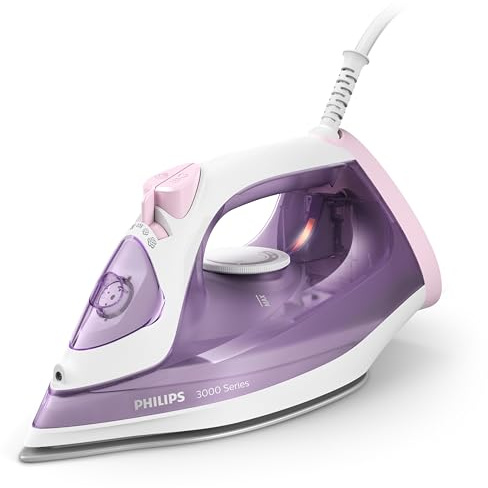 Philips 3000 Series Dampfbügeleisen – 2000 W, Dampfstoß bis zu 140 g, Gleichmäßiger Dampfausstoß 30 g/min, Vertikaldampf, Keramikbügelsohle, Tropf-Stopp-System, 35 Sek Aufheizzeit (DST3010/30)