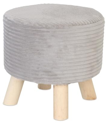 Relaxdays Hocker Cord, Holzbeine, gepolstert, H x D: 30 x 30 cm, rund, Sitzhocker, Fußhocker, Wohnzimmer, Farbauswahl