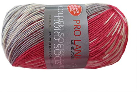 Unbekannt Pro Lana Fjord Socks 4-fädig Color 183 rot grau, Sockenwolle Norwegermuster musterbildend, 278477