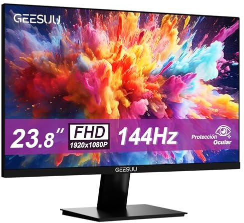 GEESUU 24 Zoll Monitor, PC Bildschirm 144Hz, FHD 1080p Gaming Monitore, 5ms, VA Eye-Care Computer Bildschirm, 99% sRGB, VESA 75x75mm, HDMI 2.0 & DP 1.2