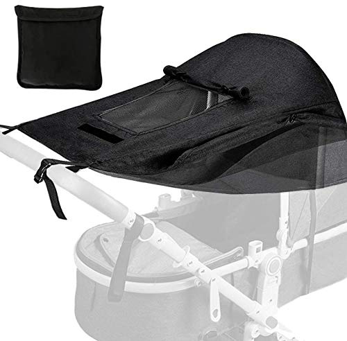 Universal Kinderwagen Sonnensegel,mit UV Schutz 50+ und Wasserdicht | Sonnensegel kinderwagen,verstellbarer Kinderwagen Sonnenschutz,Verstellbar Sonnenschutz für Kinderwagen Buggy (Schwarz)