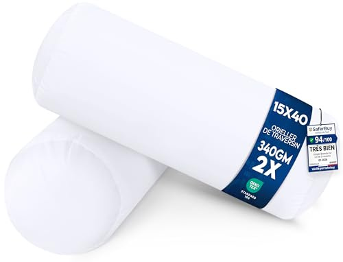 Utopia Bedding Nackenrolle 2er Set, 15x40 cm Kissenrolle Knierolle Zierkissen Sofakissen (Weiß)