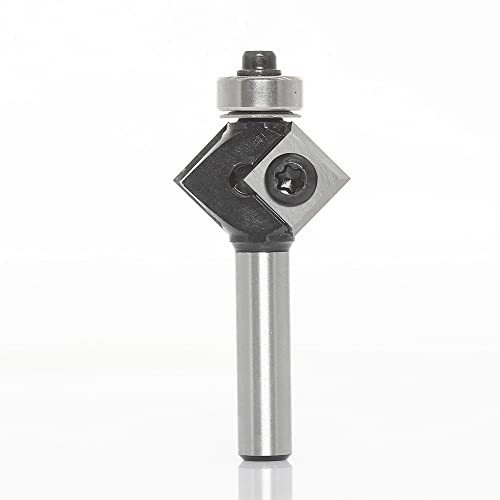 45°Wendeplatten Fasefräser, Ø27mm, NL12mm, Schaft 8mm, mit Anlaufkugellager | 4-seitige HW-Wendeplatten für schnellen Wechsel und lange Standzeit. Anlaufkugellager sorgt für saubere Fasen.