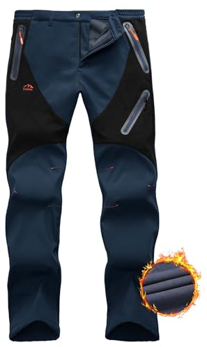 HFDWYJ Thermohose Herren Winter Softshellhose Fleece Gefütterte Outdoor Hosen Für Herren Wanderhose wasserdichte Hose Skihose Herren Wetterfeste Snowboard Hose Winterhose Rei ßverschlusstasche