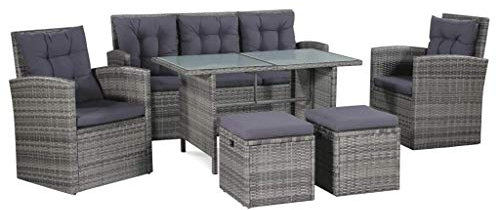 Festnight Gartensofa-Set 18-TLG. | Garten-Essgruppe | Ratten Sitzgruppe | Gartengarnitur Sitzgarnitur | Gartenset Essgruppe | Terrassenmöbel Gartenmöbel | Gartenmöbelset | Grau Poly Rattan