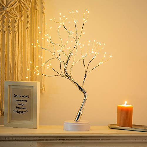 NUPTIO 1 Stück Birkenbaum Lichtern: Zweigbaum Führte Bonsai Baum 1.6Ft Mini Ostern Weihnachtsbaum Beleuchtete Bäume Die Dekoration Innen für Hausparty Geburtstag Hochzeit Innendekor (Warmes Weißes)